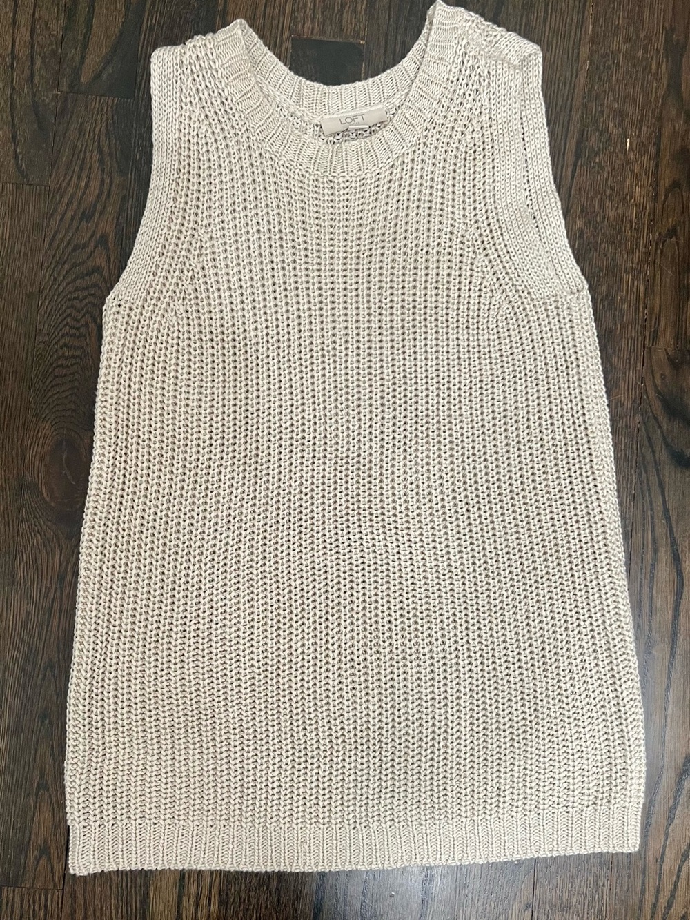 LOFT Outlet Sleeveless Chunky Knit Sweater Tank Beige Petite Medium